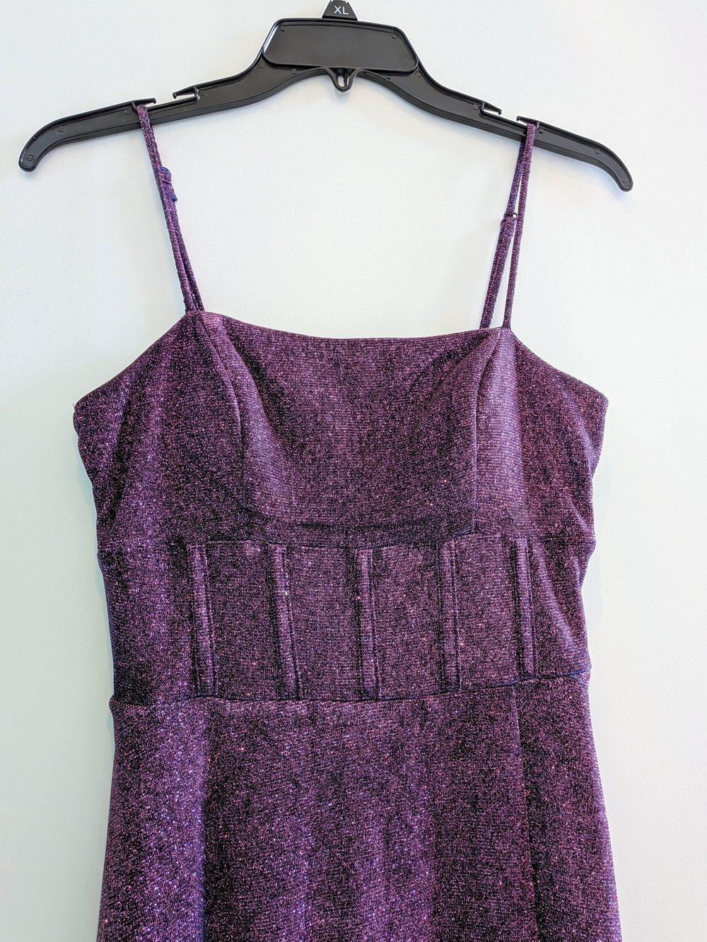 Sparkling Purple Spaghetti Strap Prom Dress